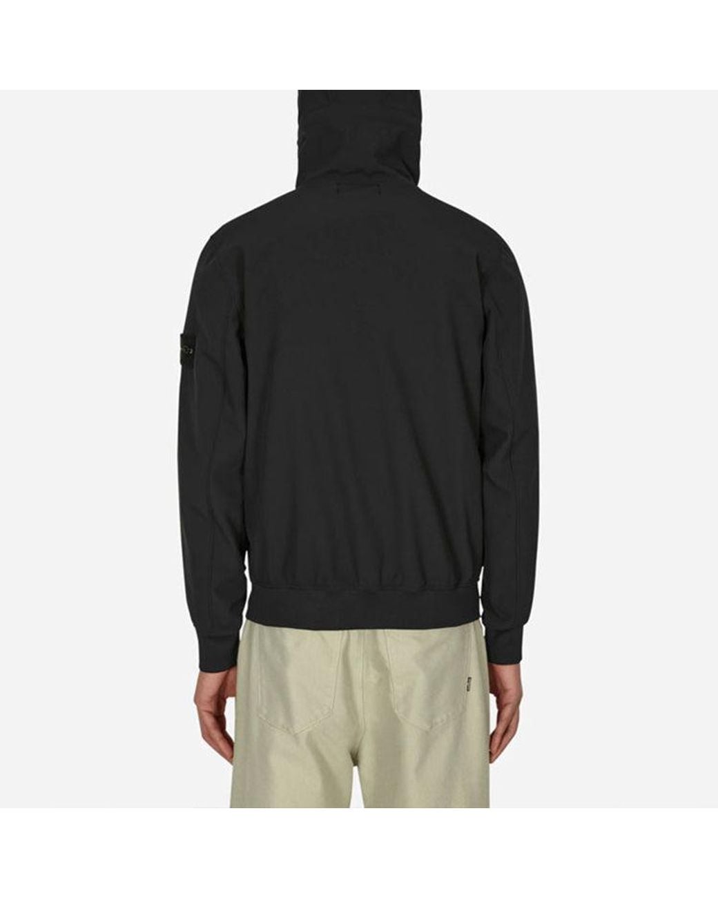 Stone Island Black Soft Shell Hooded Jacket for men
