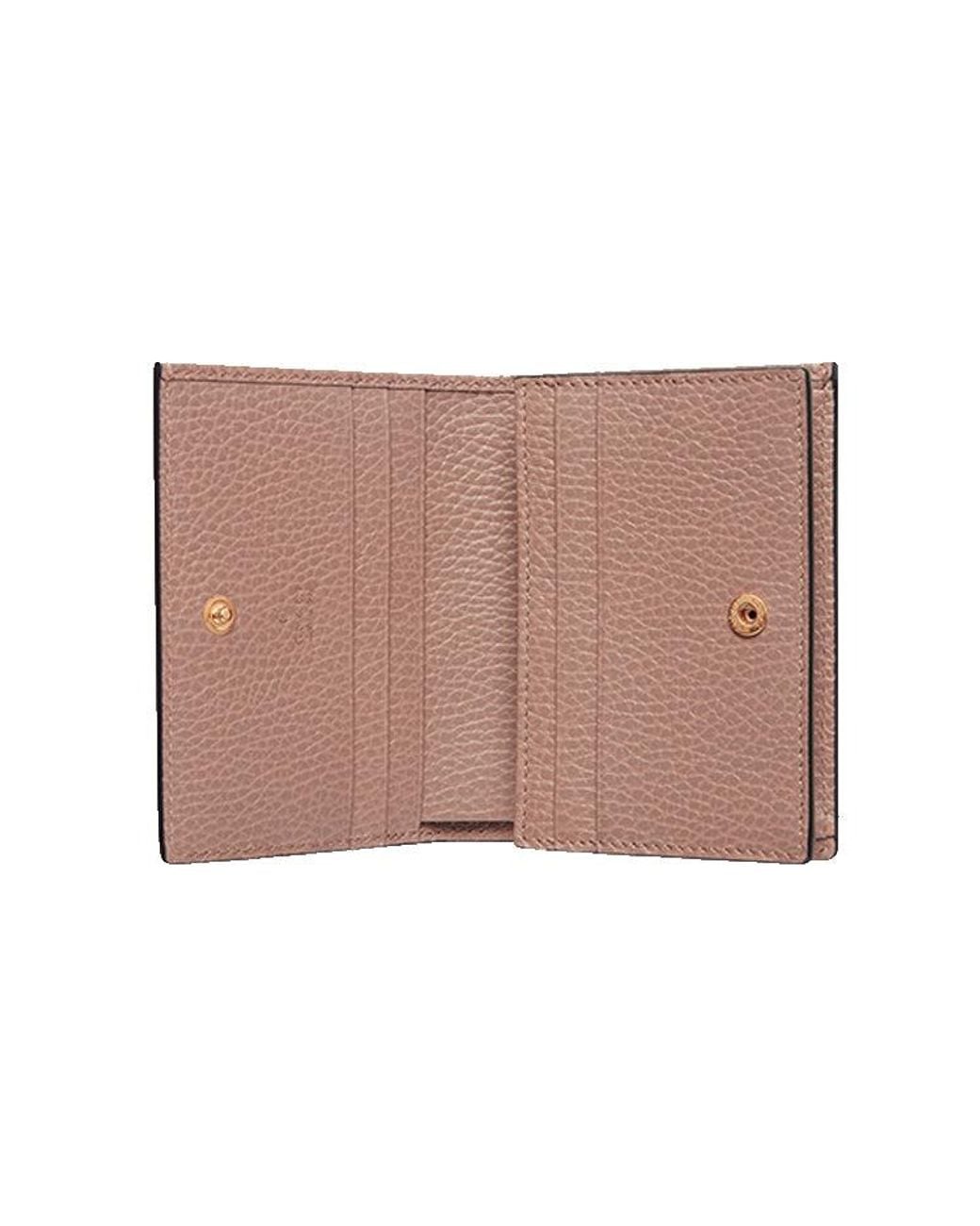 Gucci Pink Gg Marmont Bi-Colour Card Case Wallet