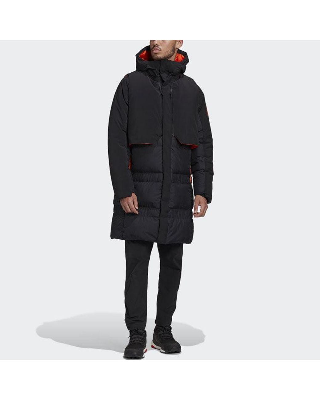 Adidas Blue Myshelter Cr Stay Warm Detachable Reversible Vest Sports Reflective Mid-Length Hooded Down Jacket for men