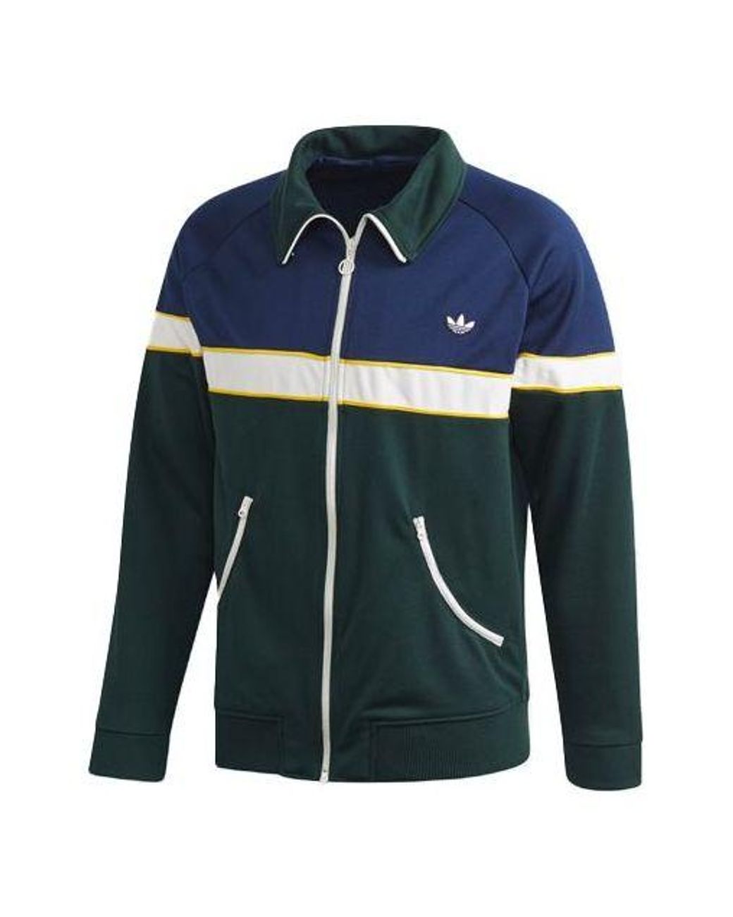 adidas Adida Original Track Top Colorblock Retro Tand Collar Port Jacket  Green in Blue for Men | Lyst