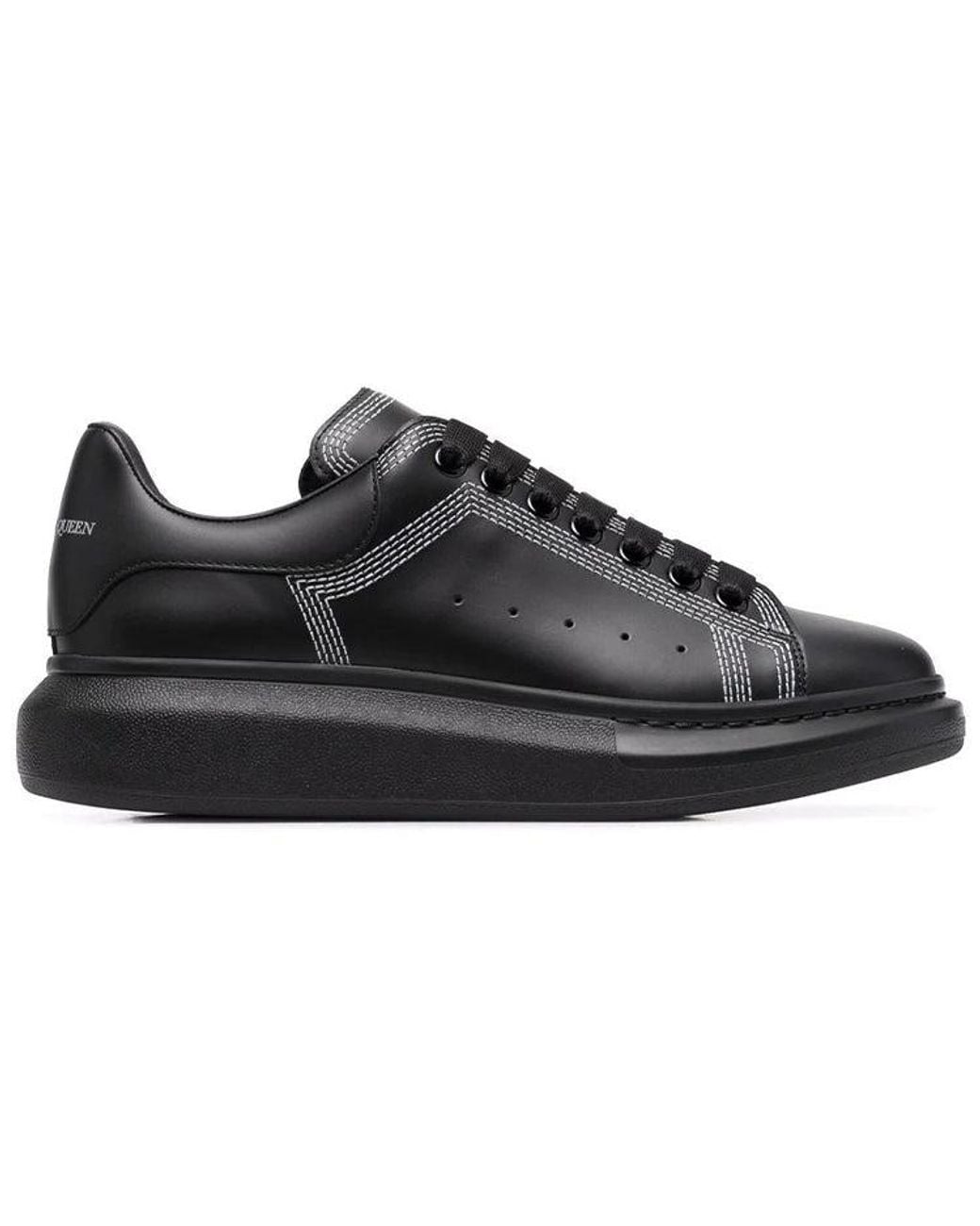 McQueen Black Oversized Sneaker 'Embroidered' for men