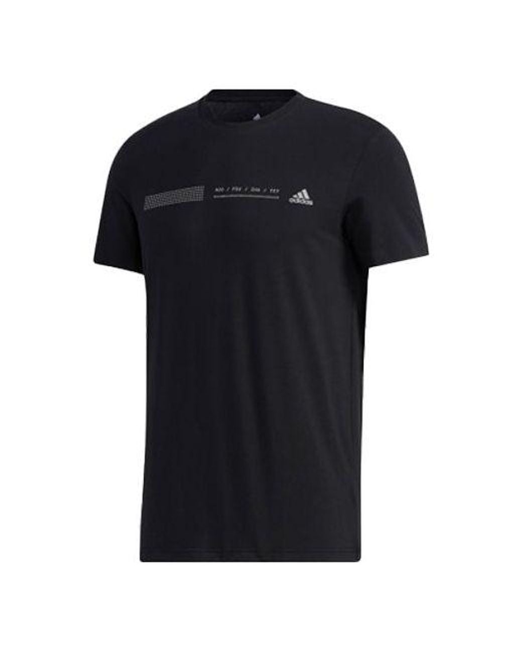 Adidas Black Minimalistic Logo Solid Color Short Sleeve for men