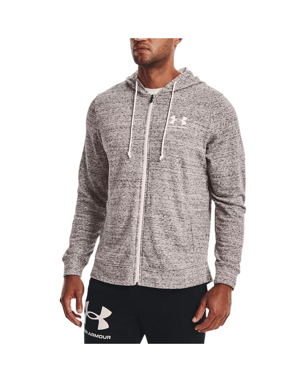 Under Armour Brown Rival Terry Hooded Jacket for men
