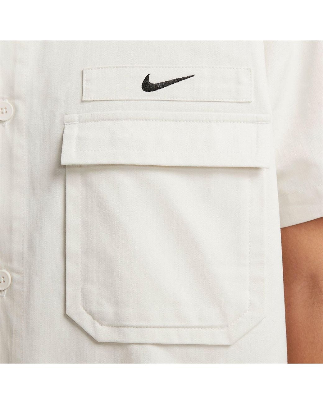 Nike White Life Woven Military Short-sleeve Button-down Shirt Cotton for men