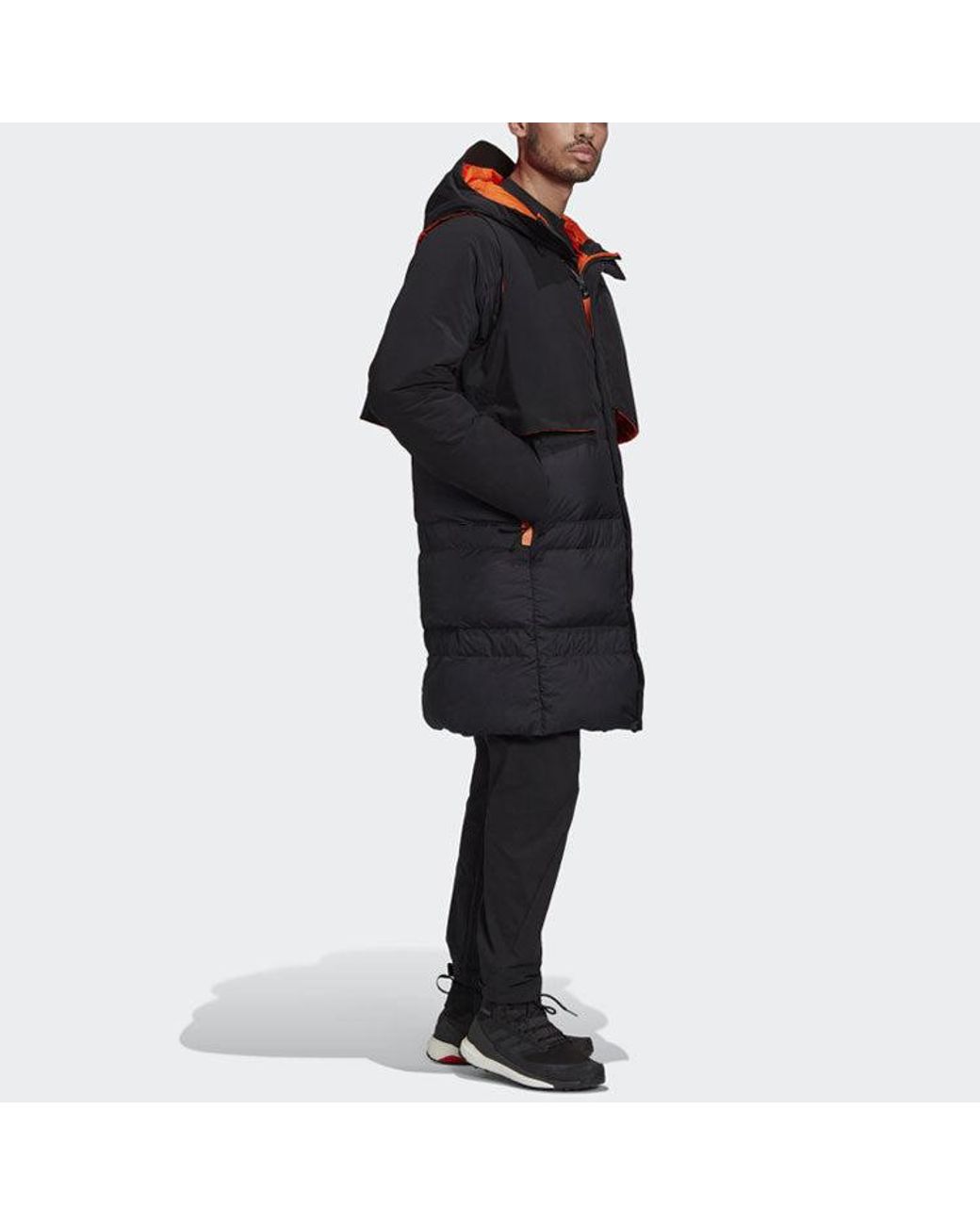 Adidas Blue Myshelter Cr Stay Warm Detachable Reversible Vest Sports Reflective Mid-Length Hooded Down Jacket for men