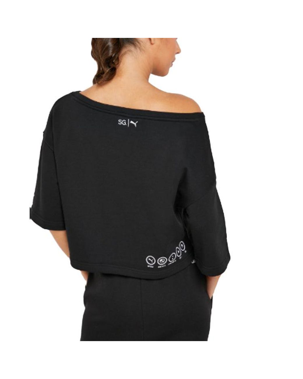 PUMA Black (Wmns) Printing Round-Neck Sweatshirt