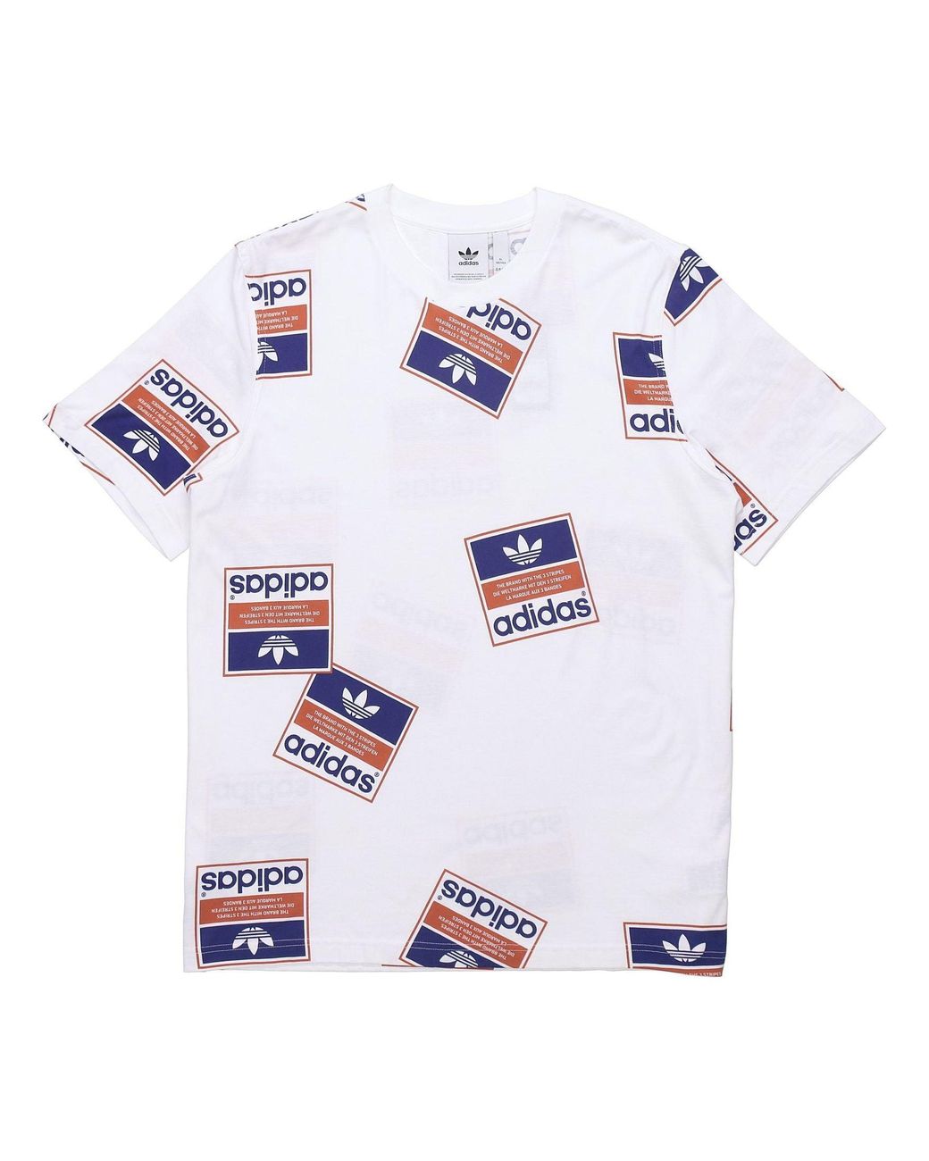 Adidas White Originals Stckerbomb Tee Round Neck Short Sleeve for men