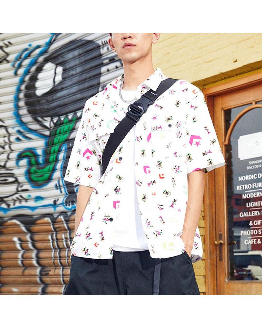 Converse White Park Gym All Over Print Shirt for men