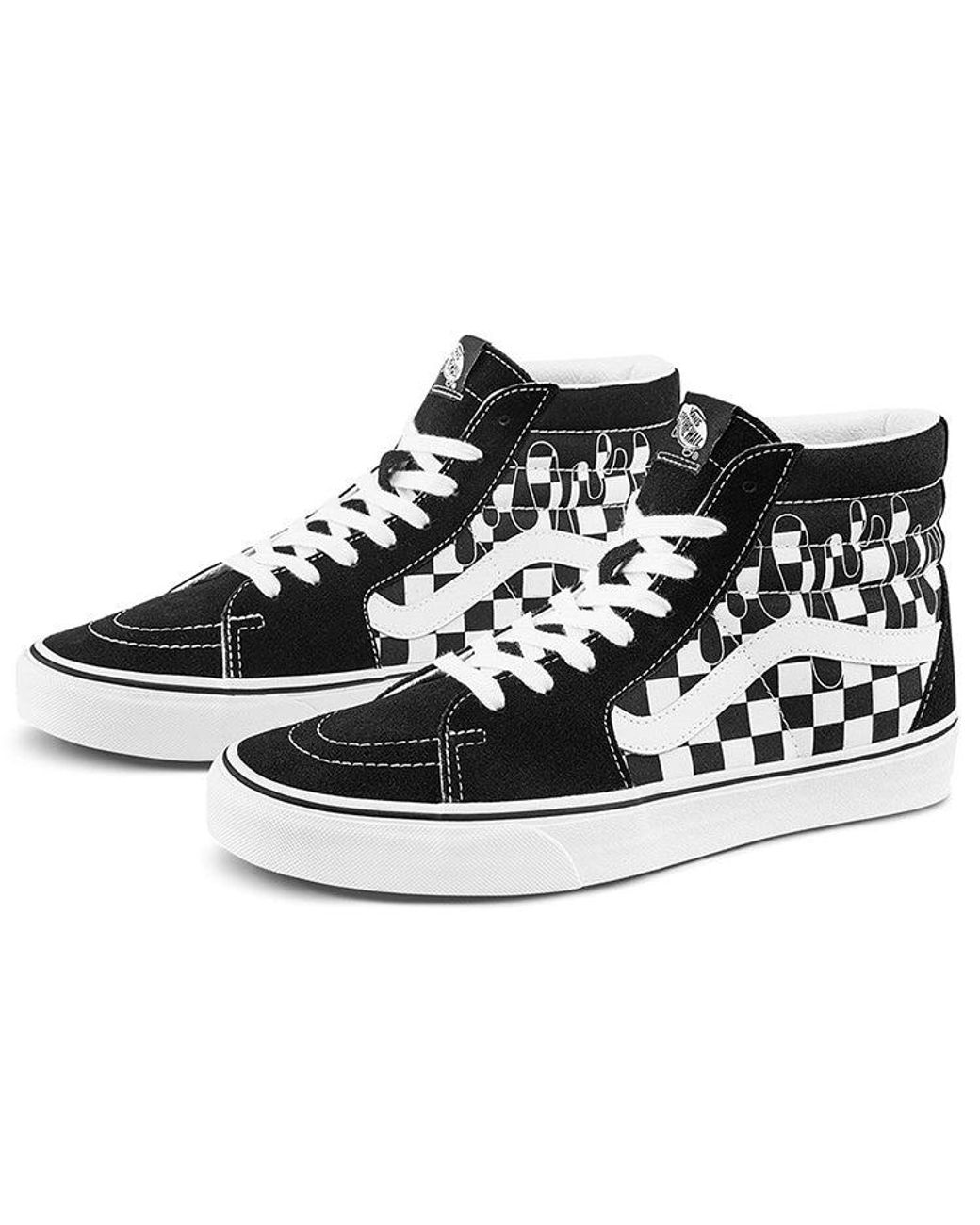 Vans Black Paint Drip Checkerboard Sk8-Hi Shoes for men