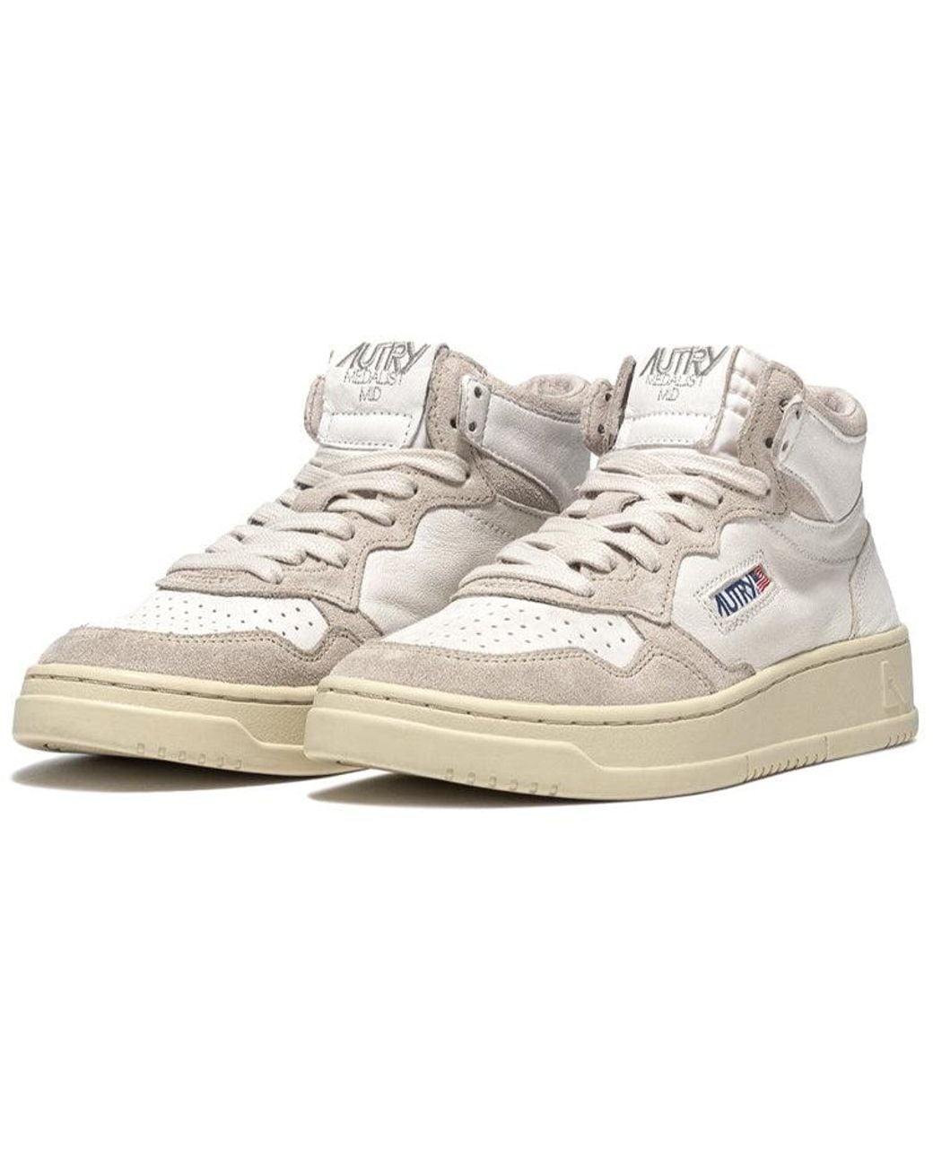 Autry White (Wmns) Medalist Mid Leather And Suede