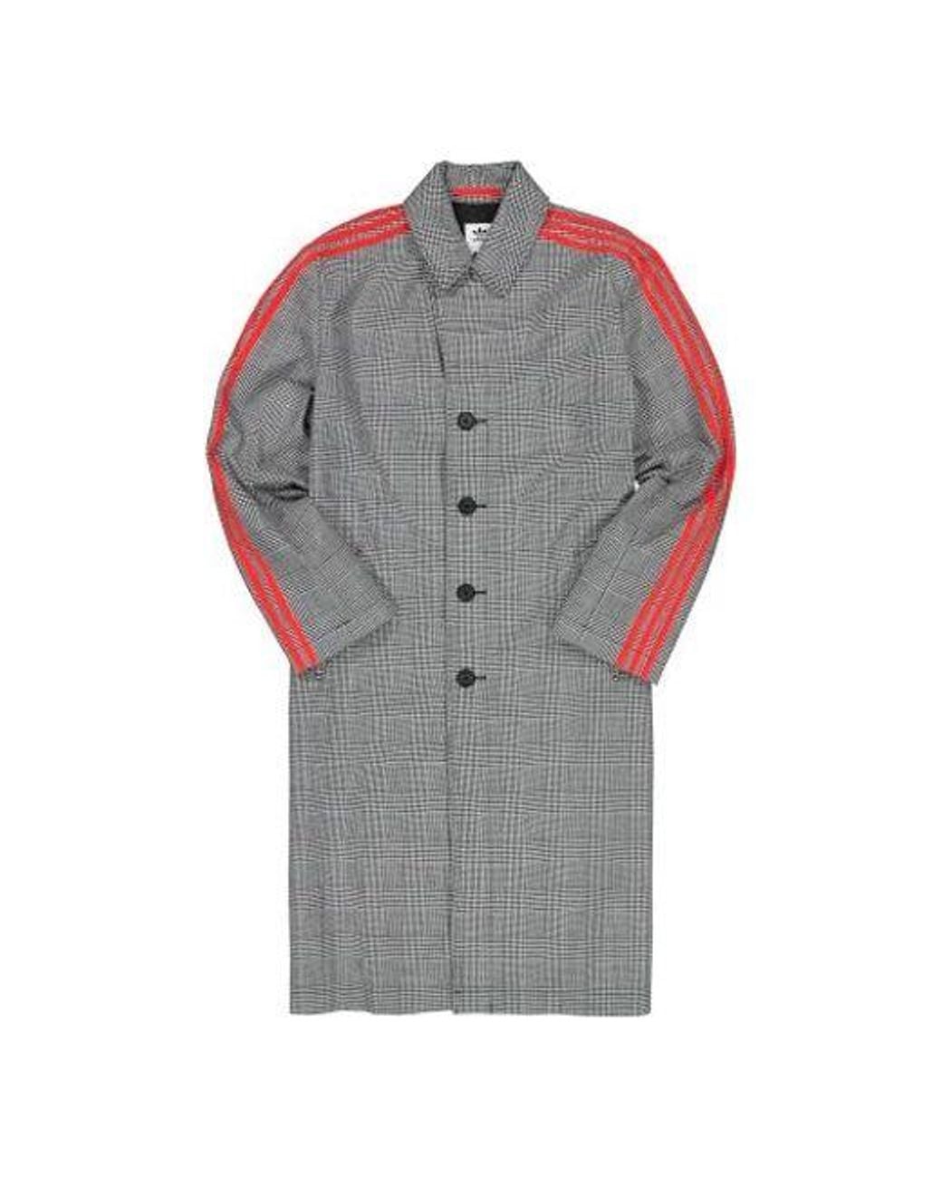 Adidas Gray Originals X 424 Trench Coat Crossover Plaid Long Windbreaker for men