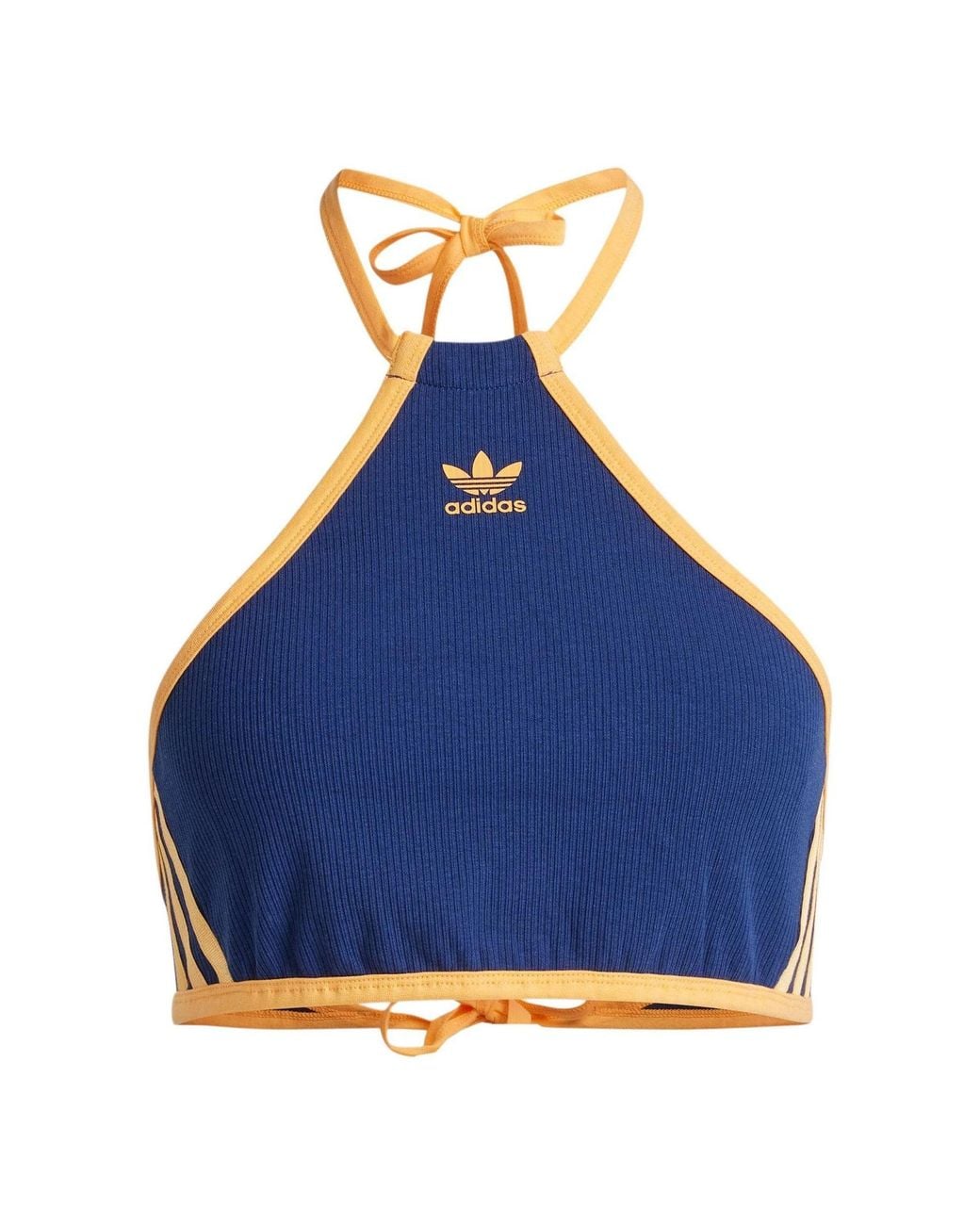 Adidas Blue (Wmns) Originals Rib Neck Halter Long Sleeve Top Asia Sizing 'Dark'