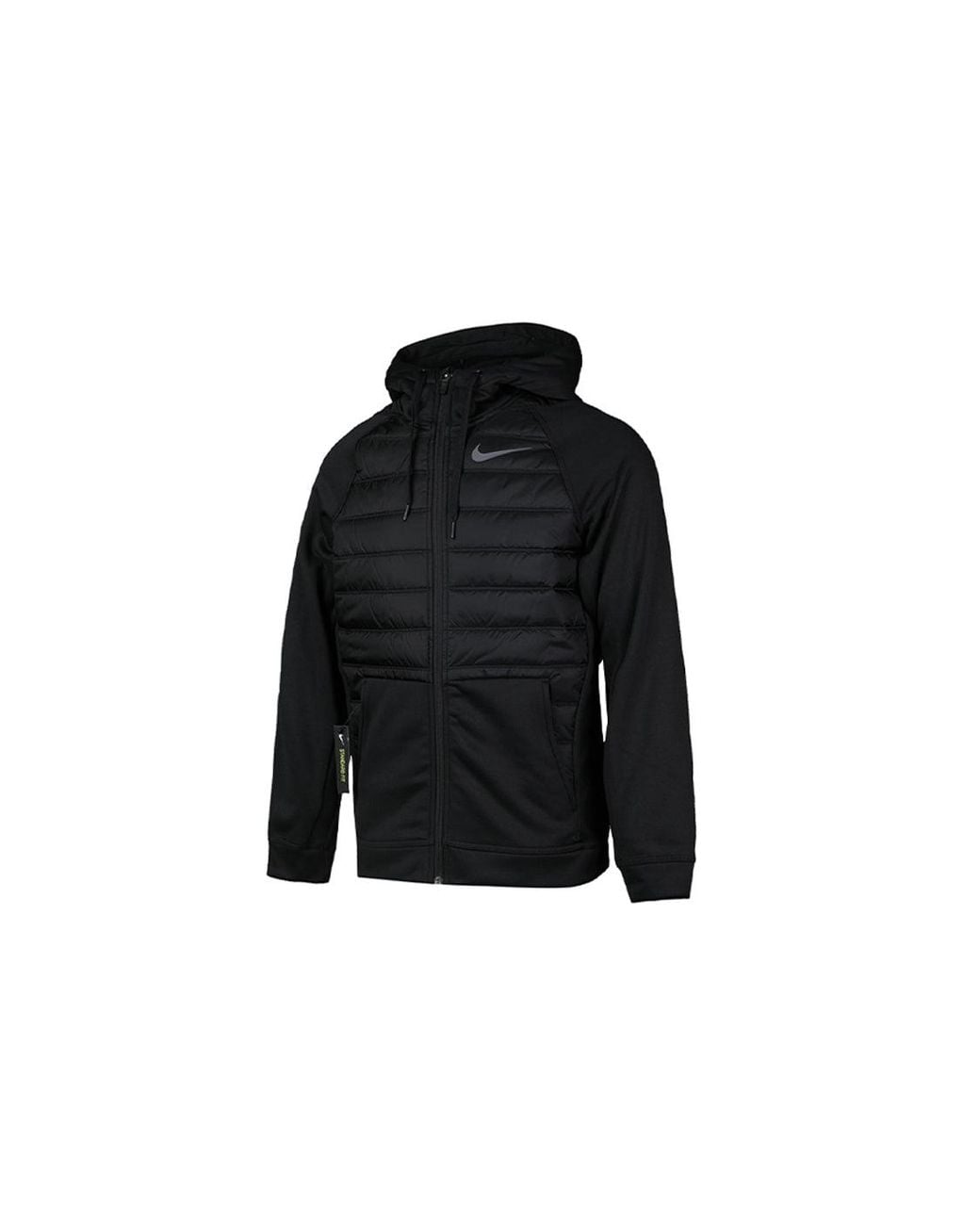 Nike Black Stay Warm Solid Color Sports Training Hooded Padded Jacket for men