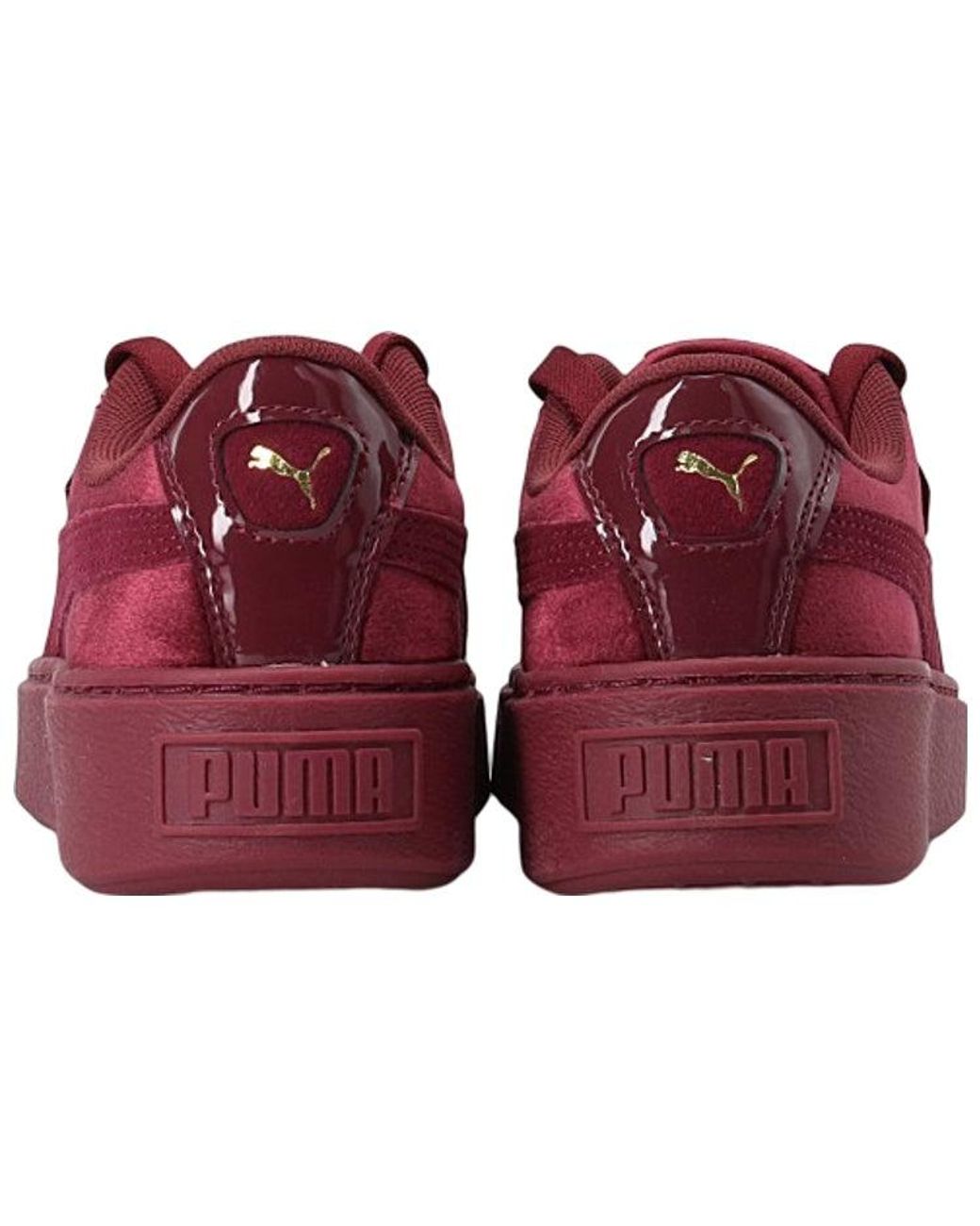 PUMA Red (Wmns) Platform Velvet Low-Top Sneakers