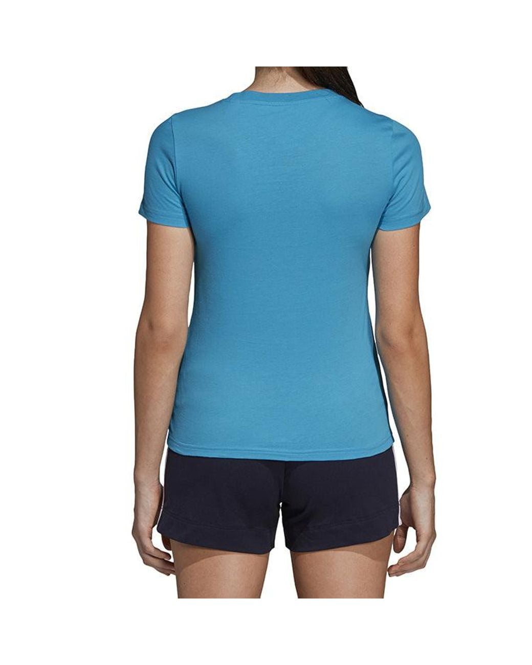 Adidas Blue (Wmns) Alphabet Logo Printing Short Sleeve