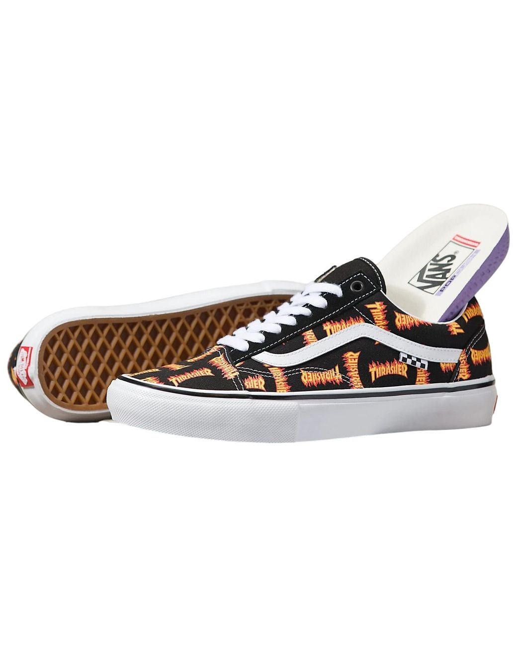 Vans Brown Thrasher X Skate Old Skool 'Allover Thrasher Flame Logo' for men