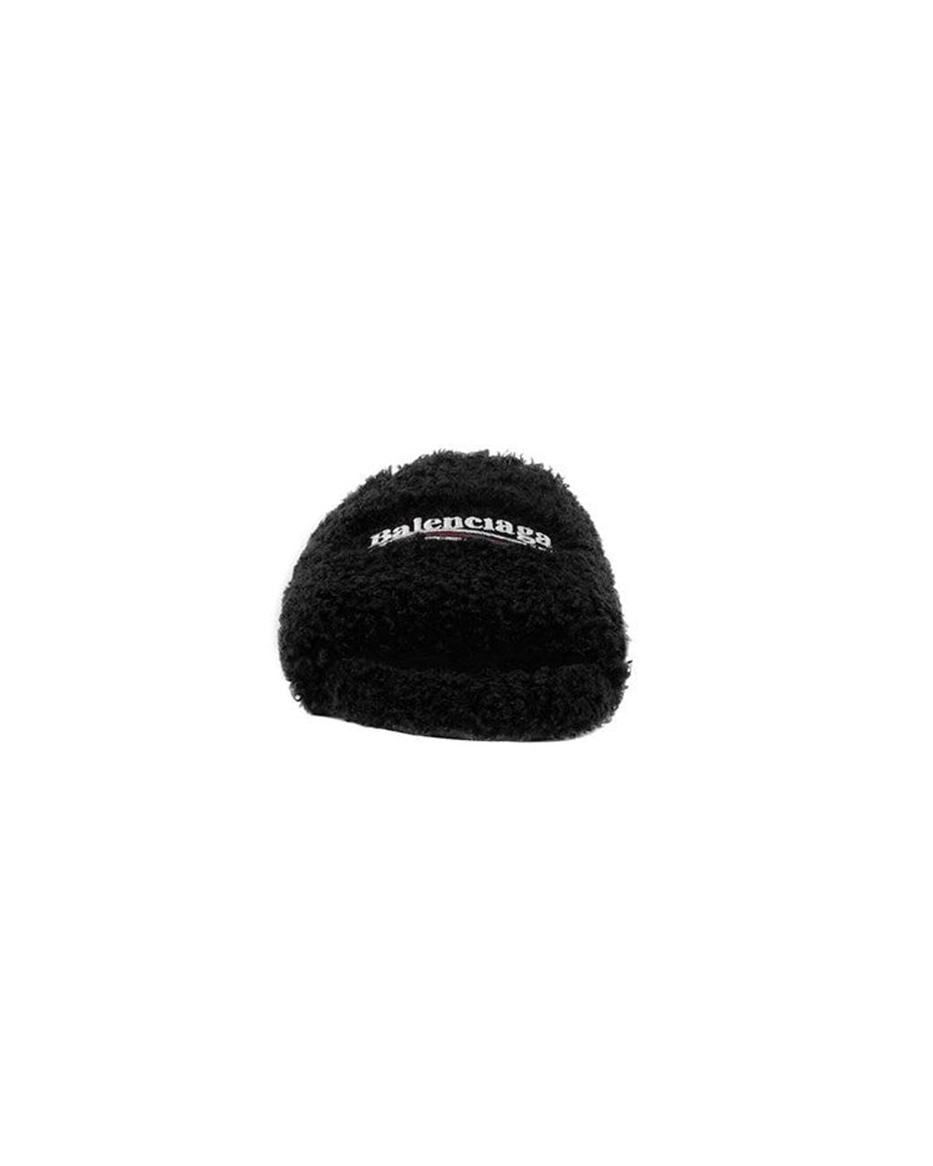 Balenciaga Black Furry Slides for men