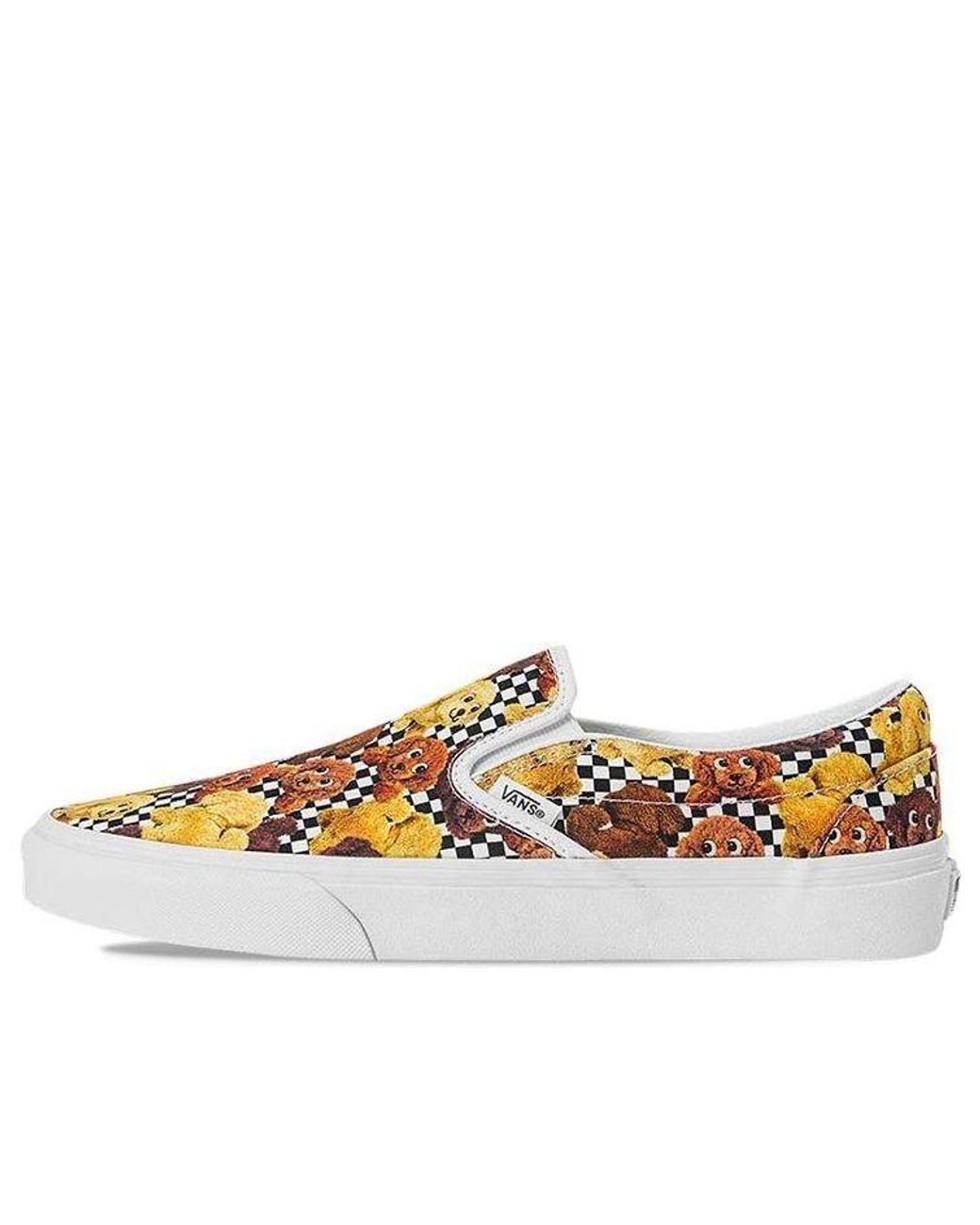 Vans White Slip-On Pattern Low Tops Casual Skateboarding Shoes Multi-Color for men
