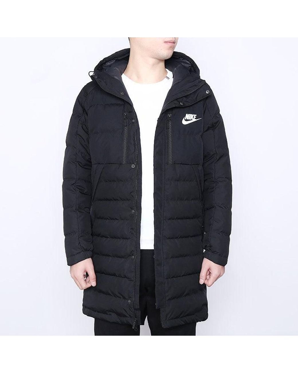 Nike Blue Cool City Winter Long Warm Lightweight Down Jacket for men