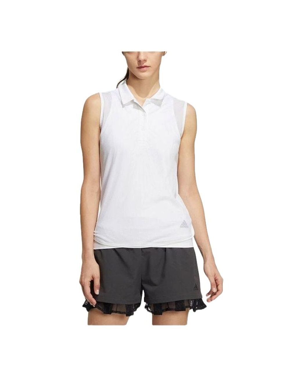 Adidas White (Wmns) Statement Heat.Rdy Mesh Sleeveless Polo Shirt
