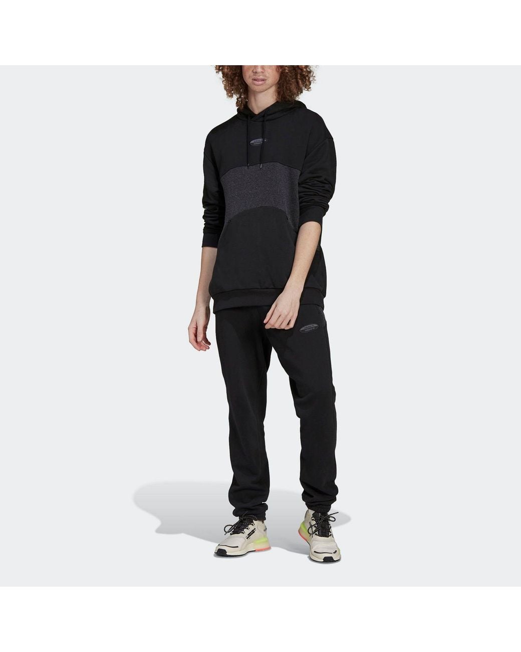 Adidas Black Originals R.Y.V. Elastic Waistband Drawstring Solid Color Cotton Casual Sports Pants/Trousers/Joggers for men