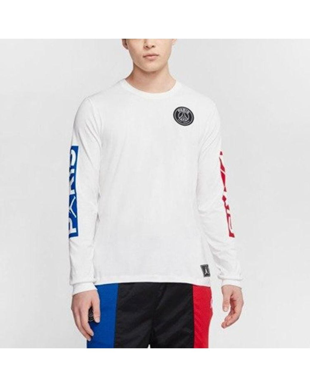 Nike White Chest Round Neck Pullover Long Sleeves T-Shirt for men