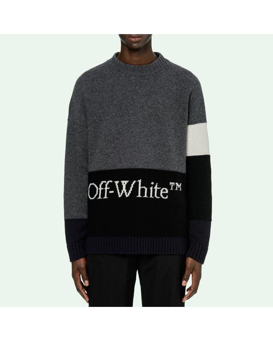 Off-White c/o Virgil Abloh Gray Fw20 Logo Printing Sweater for men