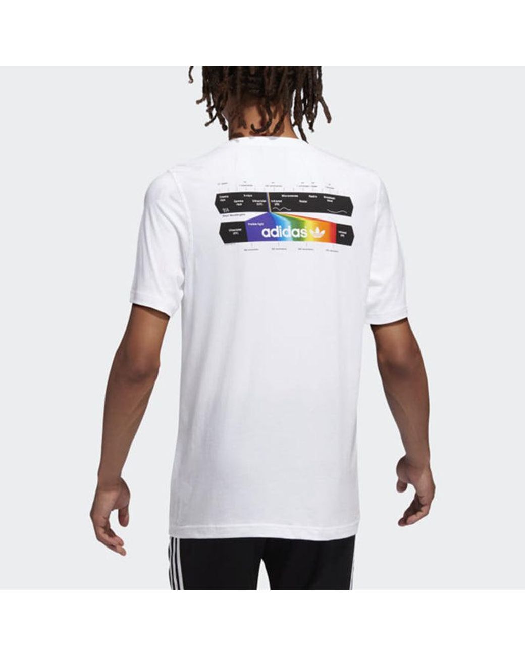 Adidas White Originals Spectrum Tee Sports Printing Round Neck Short Sleeve for men