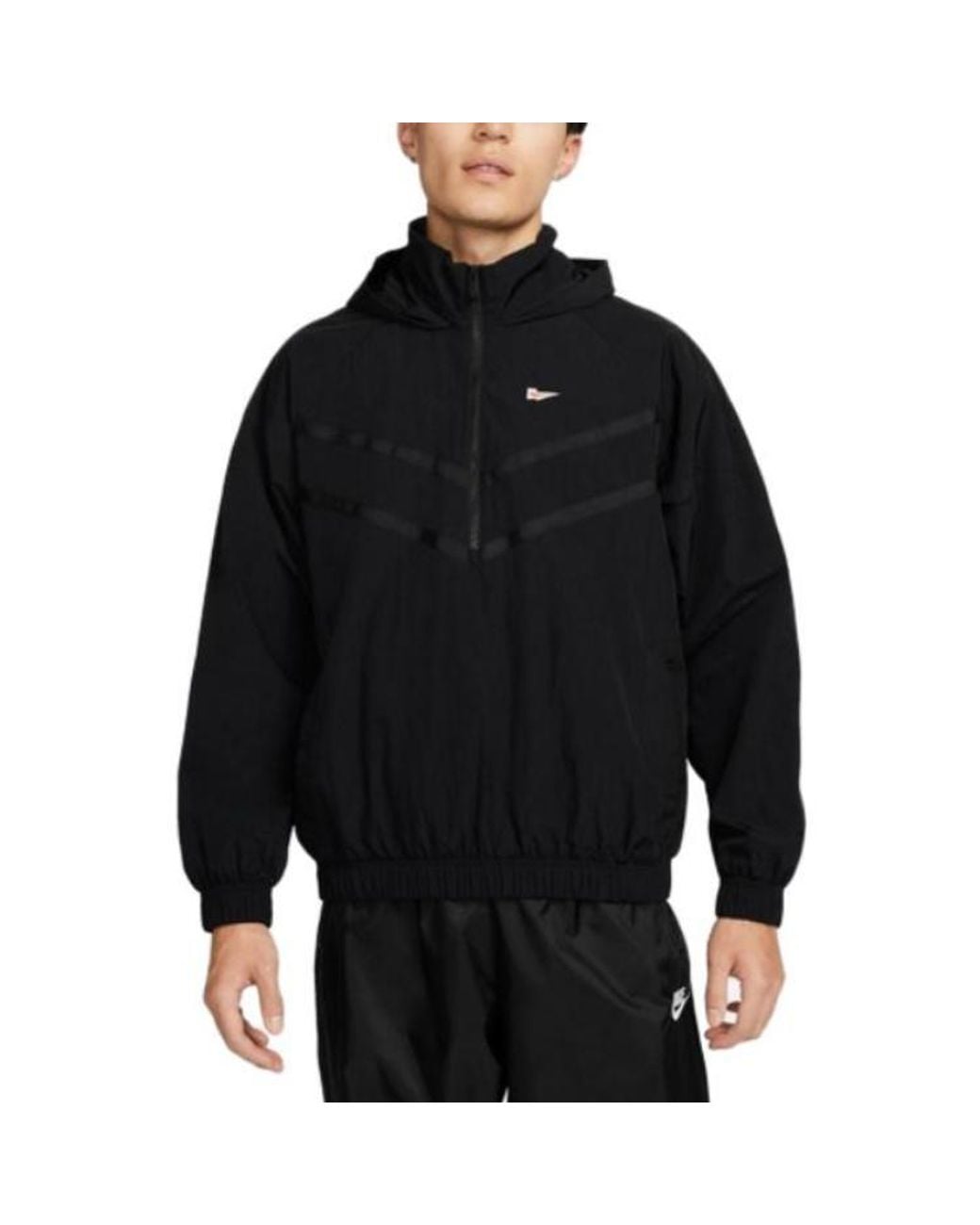Nike Black Heritage Essentials Half-Zip Overhead Woven Windbreaker Jacket for men