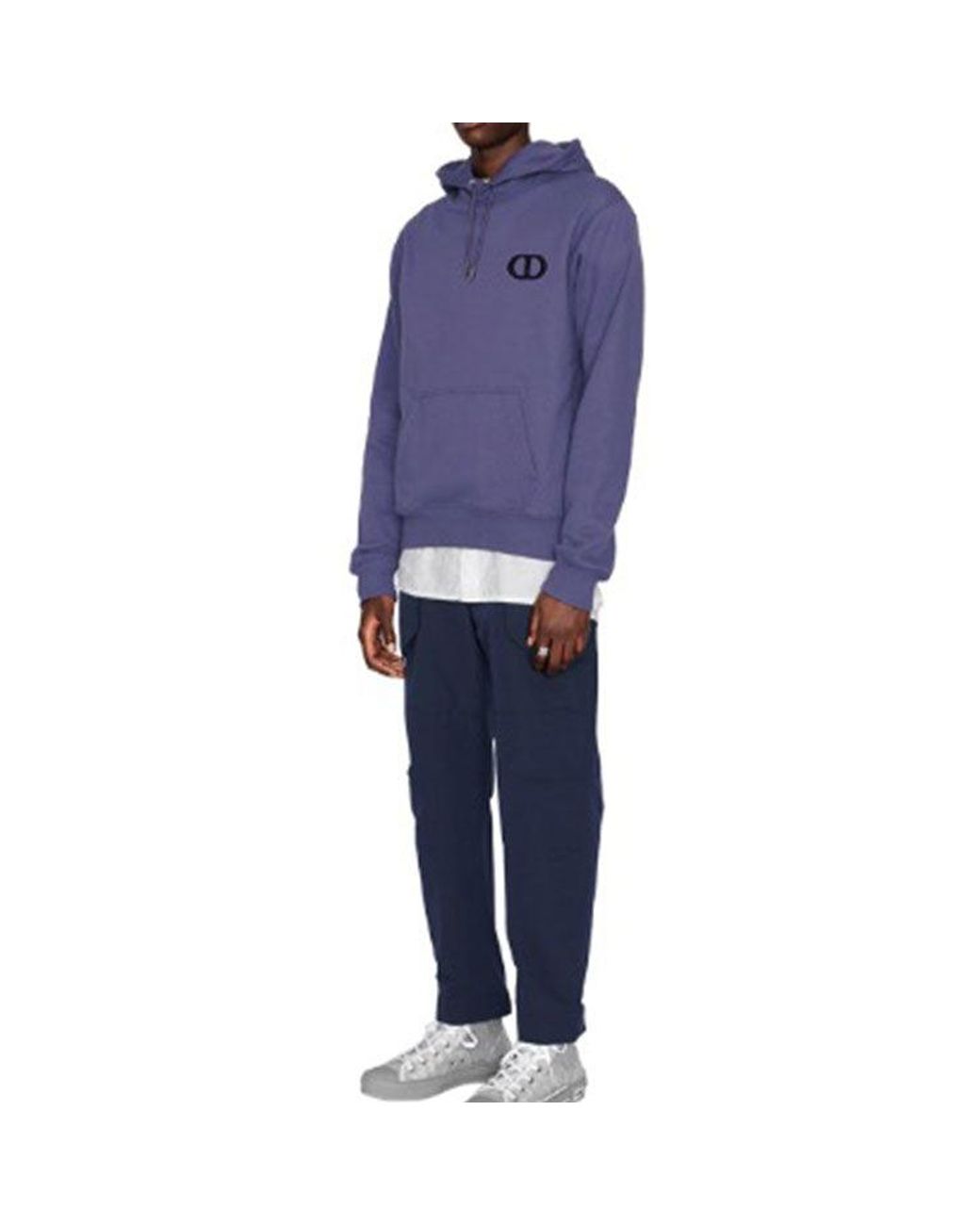 Dior Blue Fw21 Logo Alphabet Embroidered Solid Color Pullover for men