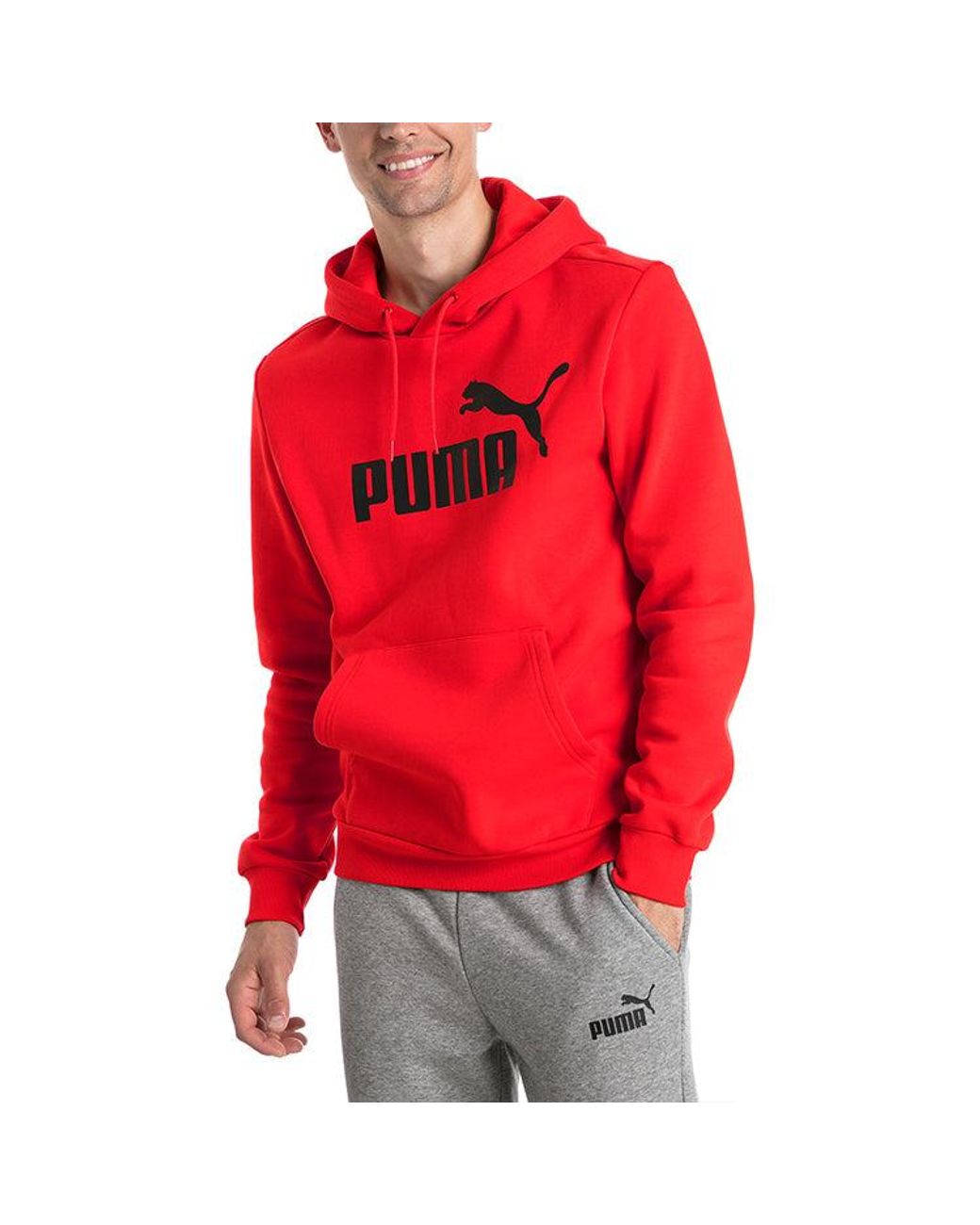 PUMA Red Casual Drawstring Hooded Fleece Lined Stay Warm Printing for men