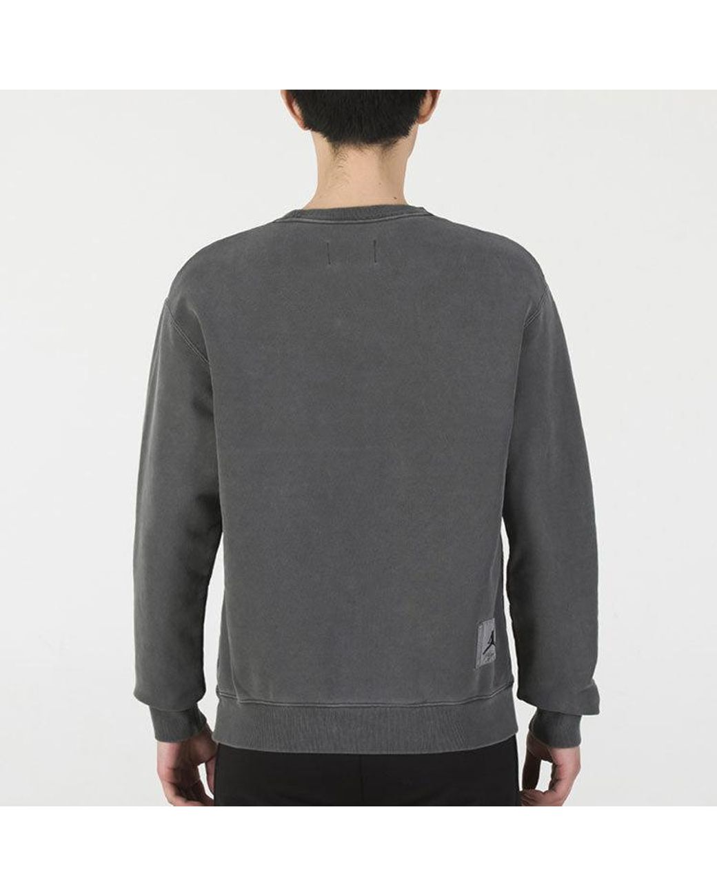 Nike Gray As J Flt Hrtg Flc Crew Embroidered Logo Sports Solid Color Knit Pullover Round Neck Autumn for men