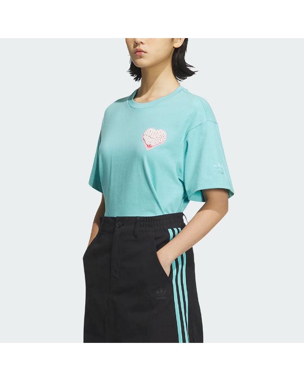 Adidas Blue Originals V-Day Short Sleeve T-Shirt (Gender Neutral) Asia Sizing for men