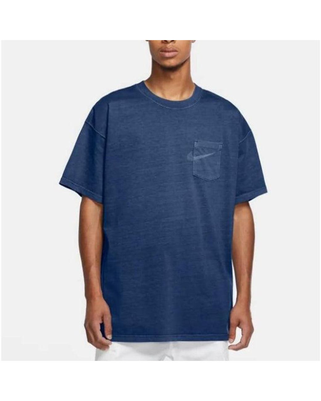 Nike Blue As Nk Sb Tee Pkt Round Neck Short Sleeve for men