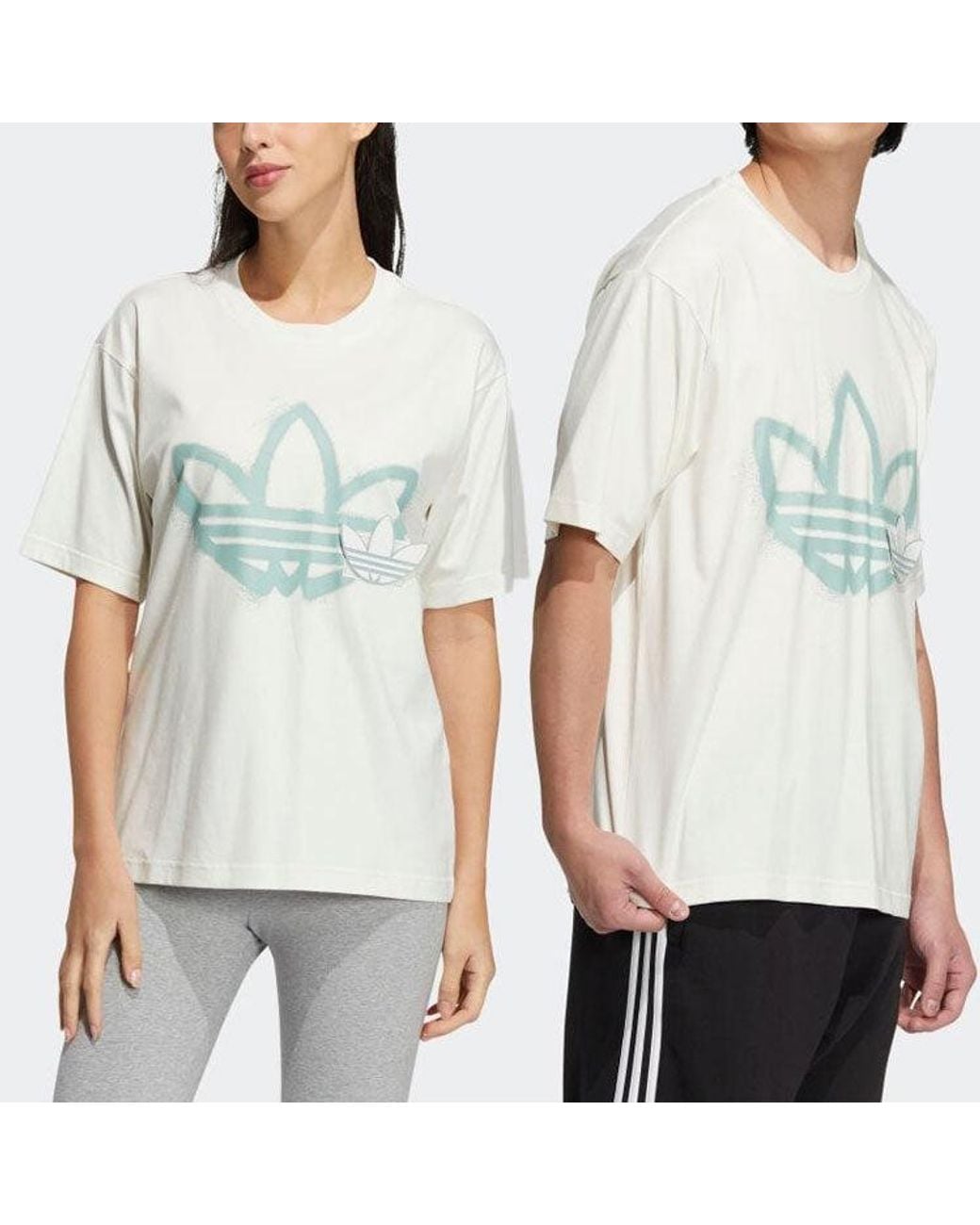 Adidas Multicolor Originals Round Neck Dropped Shoulder Sleeves Large Logo Printing Short Sleeve T-Shirt for men