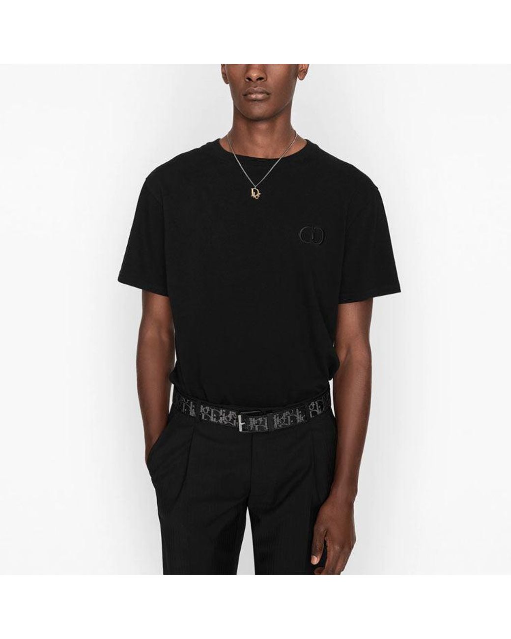 Dior Black Cd Icon Logo Embroidered Short-Sleeved for men