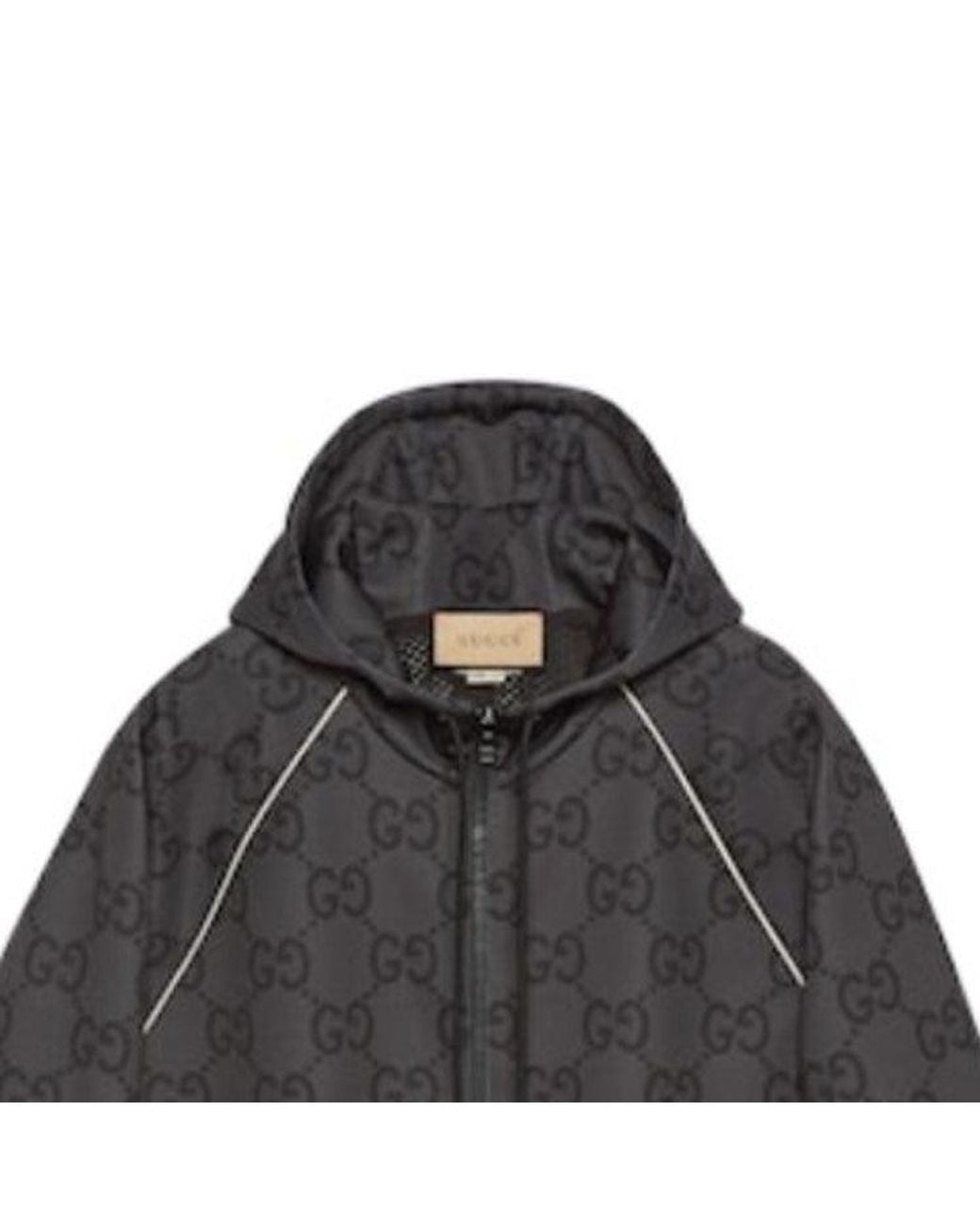 Gucci Gray Jumbo Gg Zip Jacket With Web Dark' for men