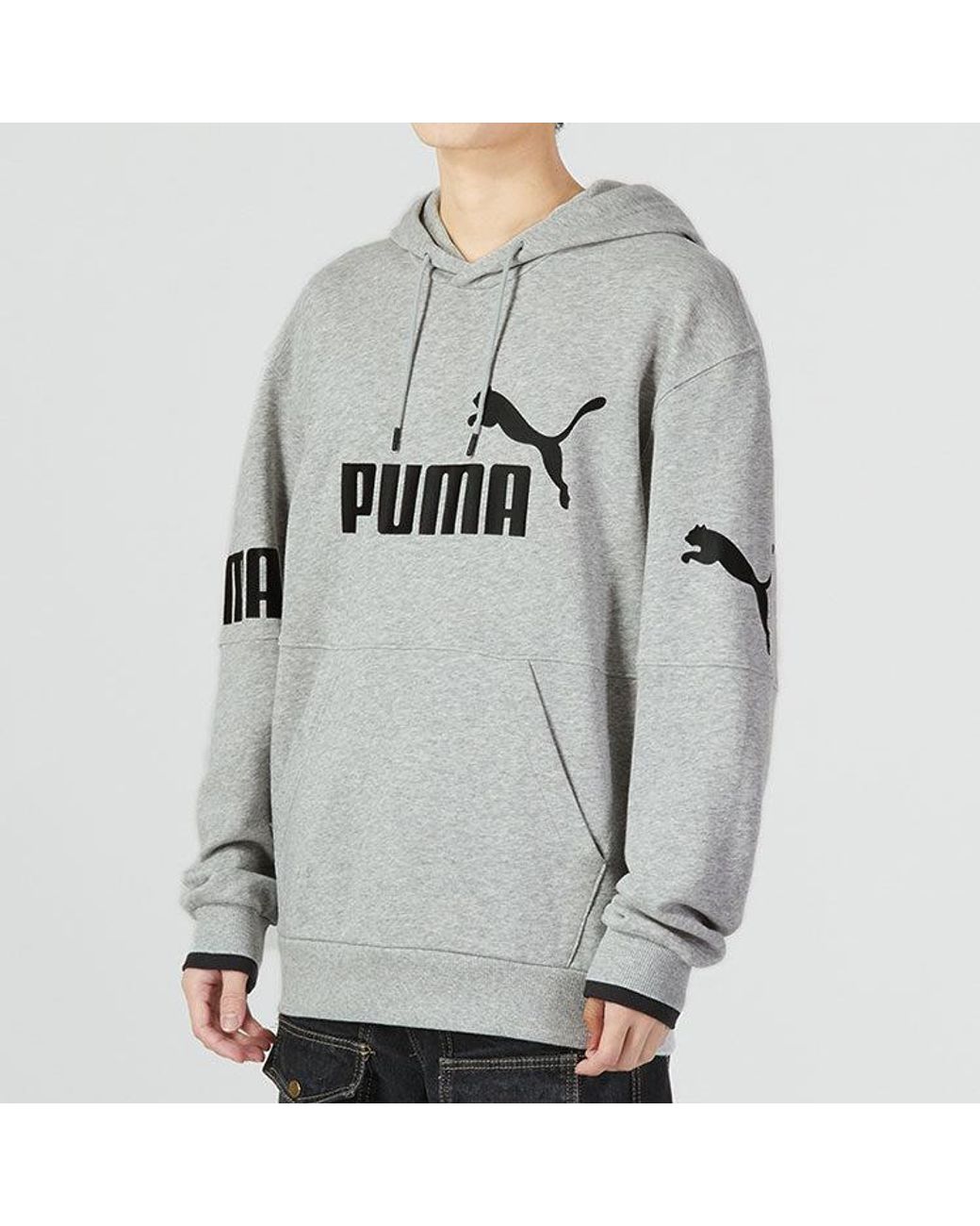 PUMA Gray Power Training Hoodie for men