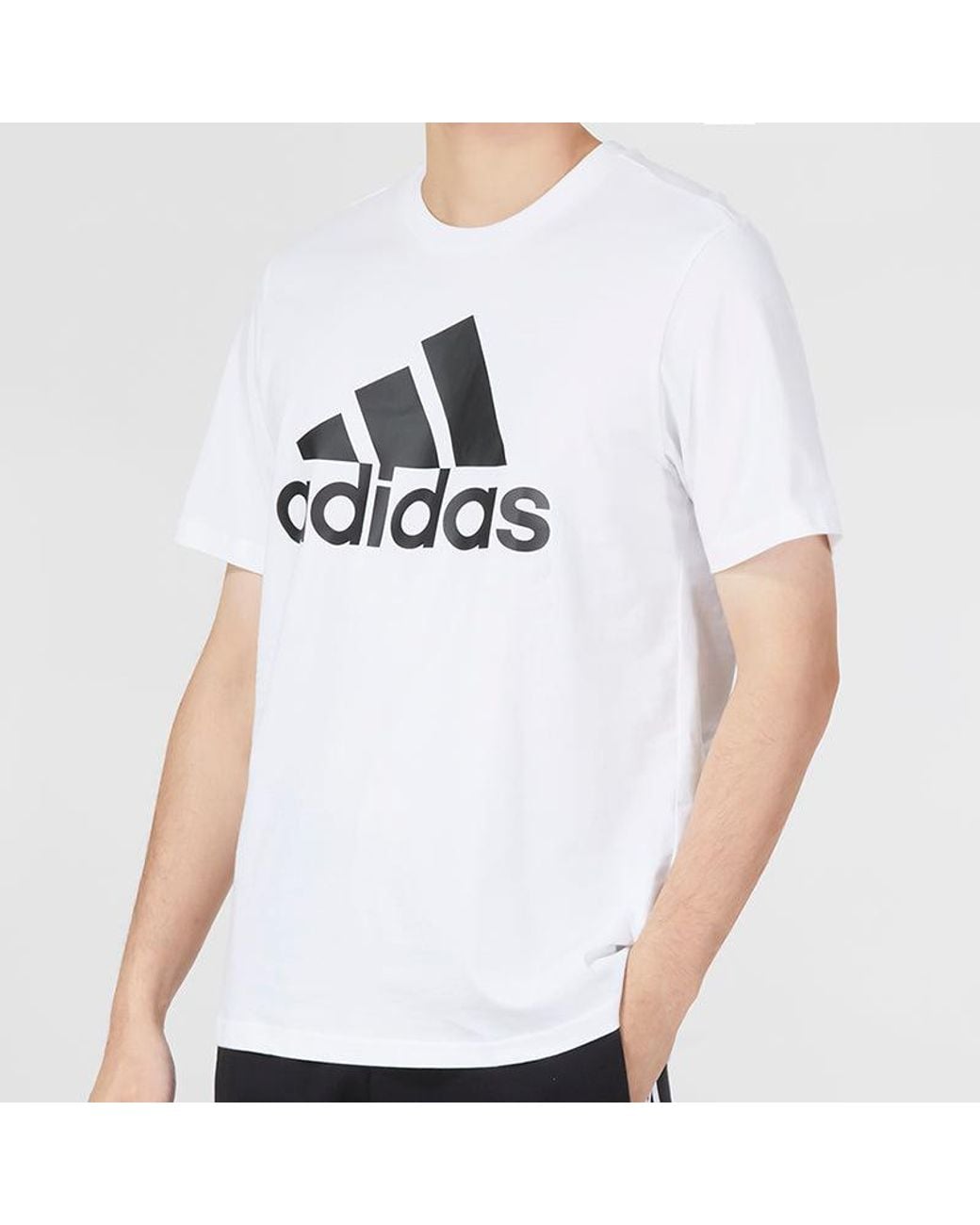 Adidas White Essentials Single Jersey Big Logo Tee for men