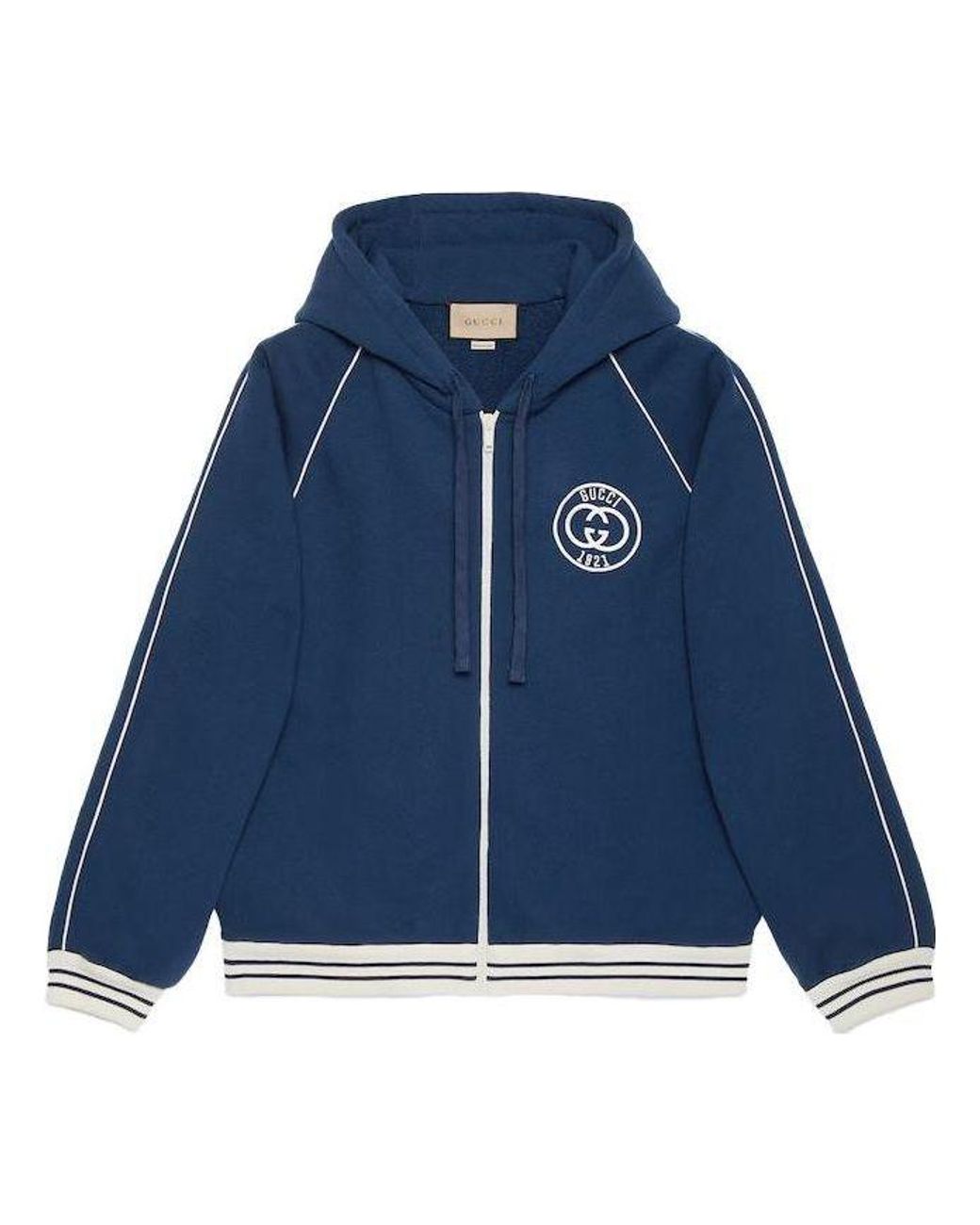 Gucci Blue Cotton Jersey Sweatshirt With Patch for men