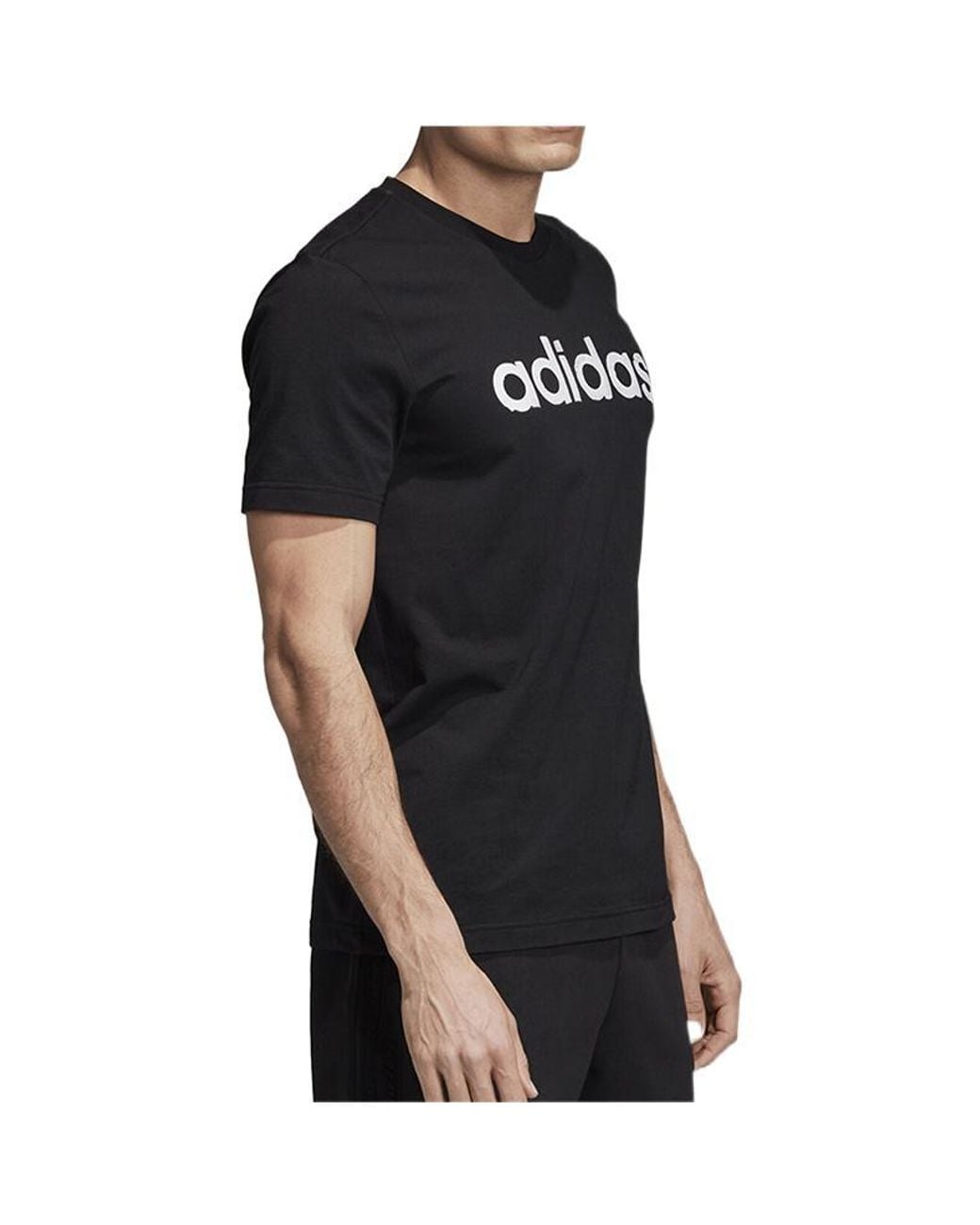 Adidas Black Alphabet Logo Printing Round Neck Casual Short Sleeve T-Shirt for men