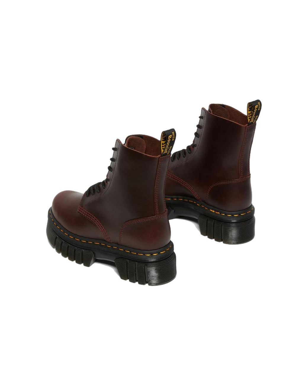 Dr. Martens Brown Audrick Brando Leather Platform Lace Up Boots
