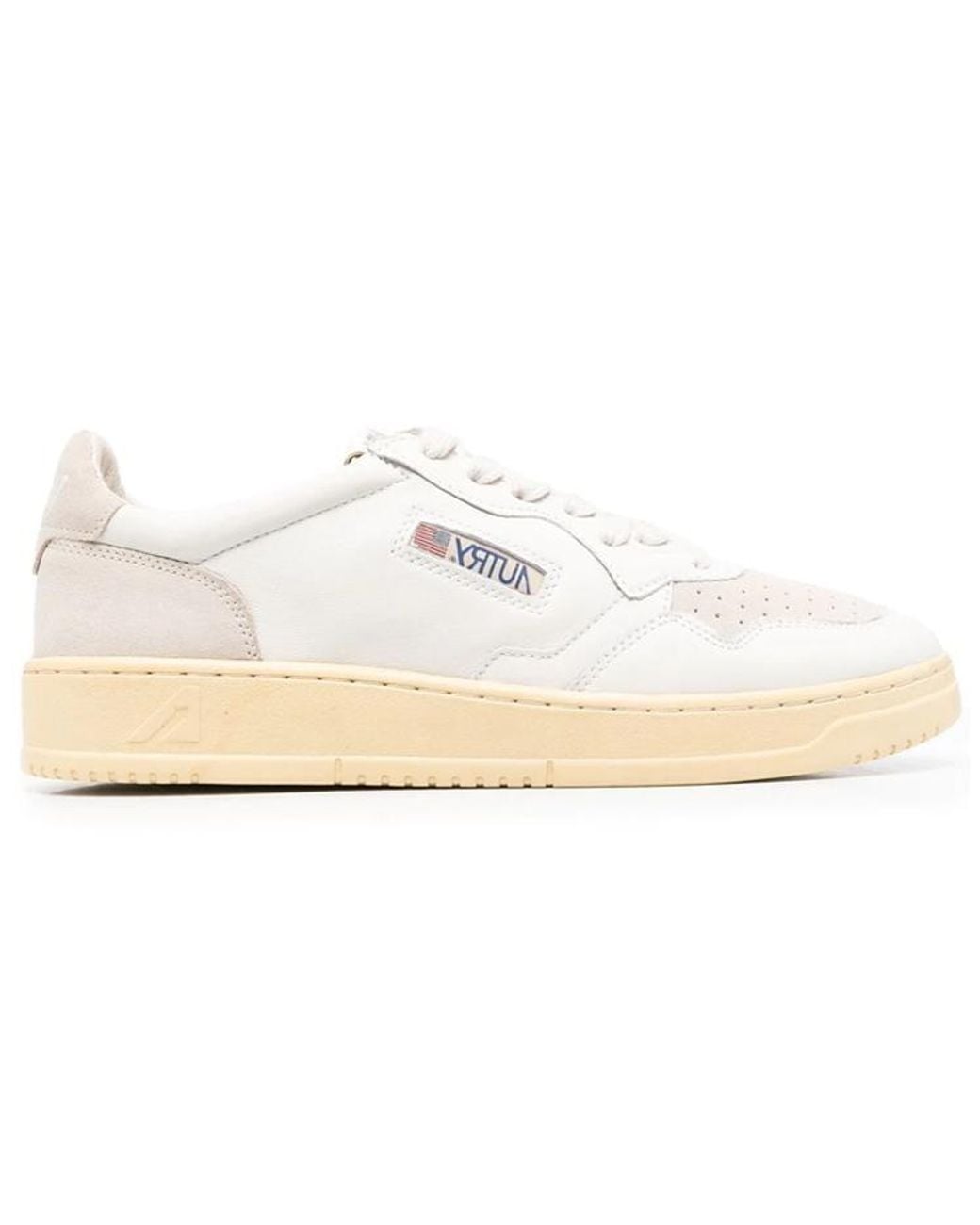 Autry White Medalist Low Suede And Leather Cream' for men