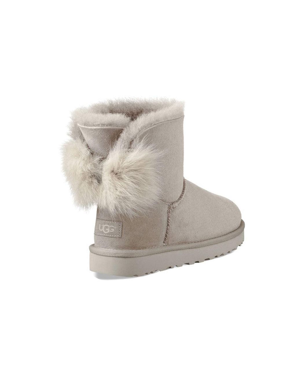 Ugg Gray Fluff Bow Mini Fleece Lined Light