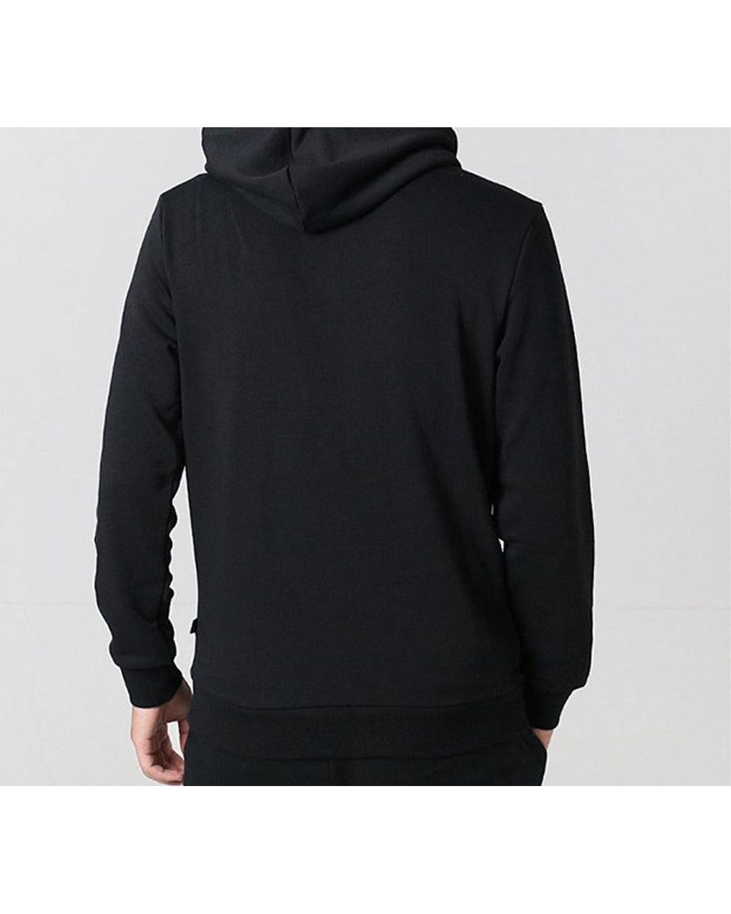 PUMA Black Ess Hoody Tr Big Logo Pullover Fleece for men