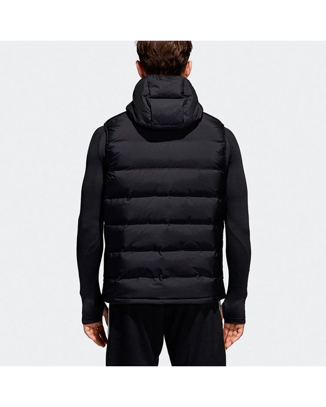 Adidas Blue Helionic Hooded Down Vest for men