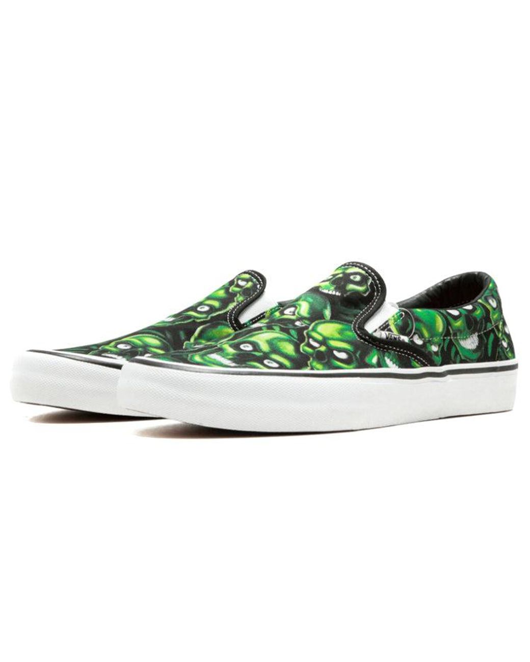 Vans Supreme X Slip-On 'Glow-In-The-Dark Skull Pile' in Green for