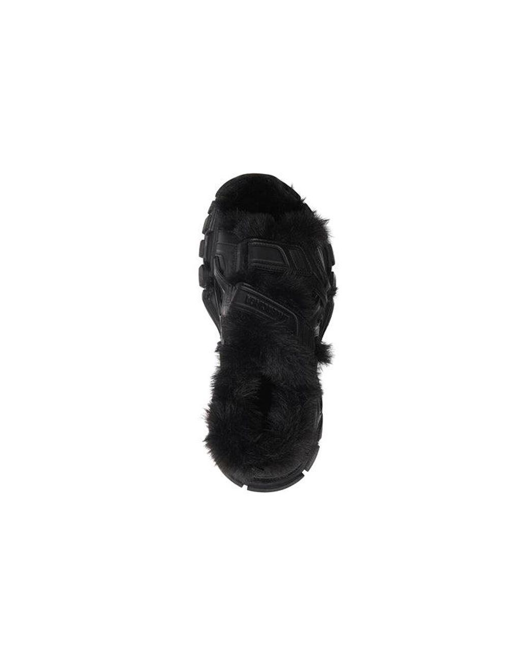 Balenciaga Black (Wmns) Track Sandals 'Fake Fur'