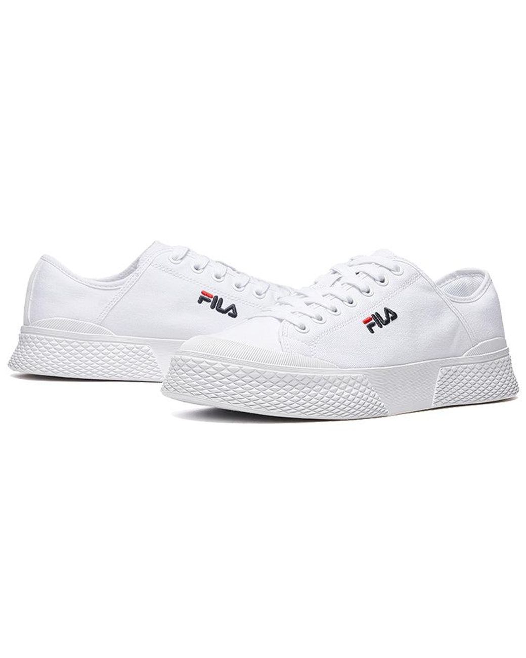 Fila White Canvas Shoes for men