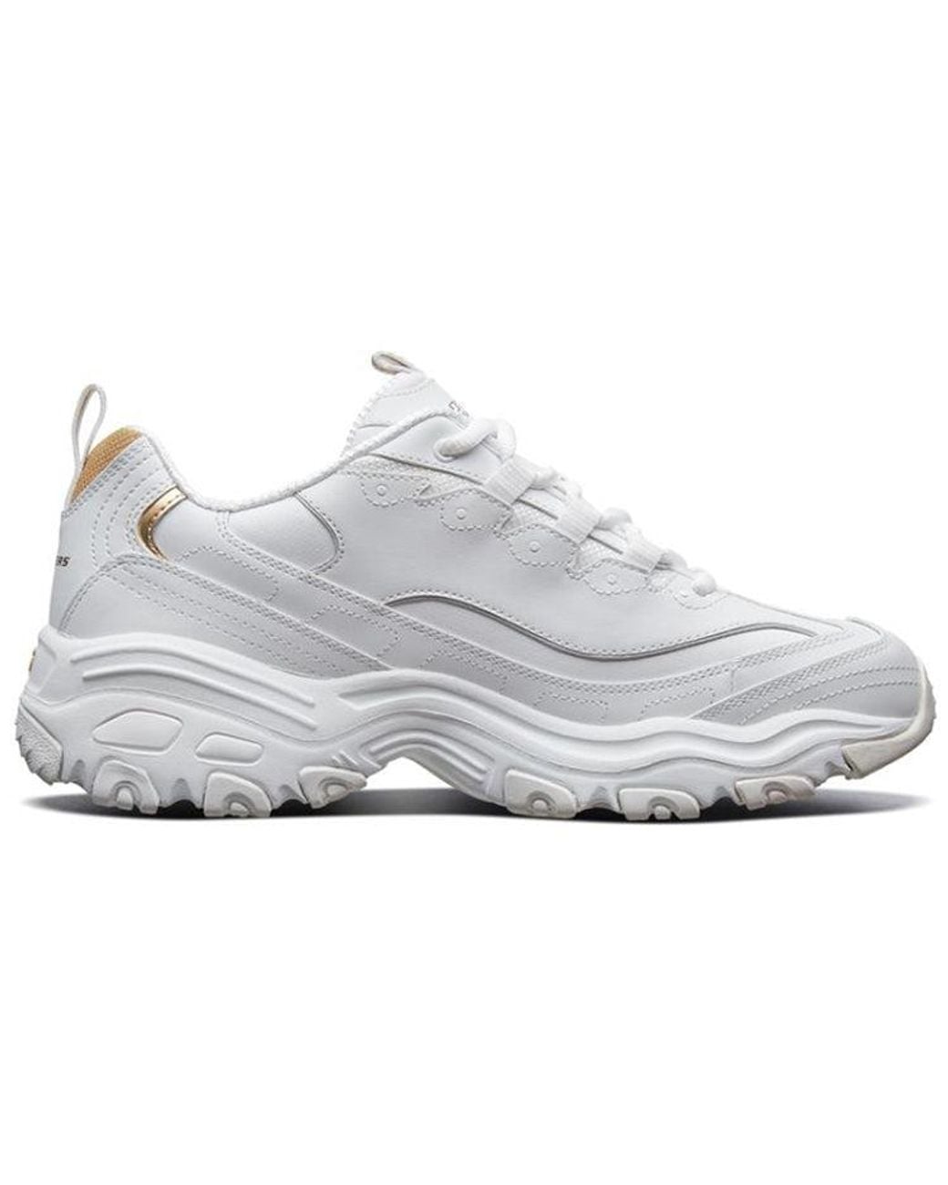 Skechers White D'Lites 1.0 Running Shoes for men